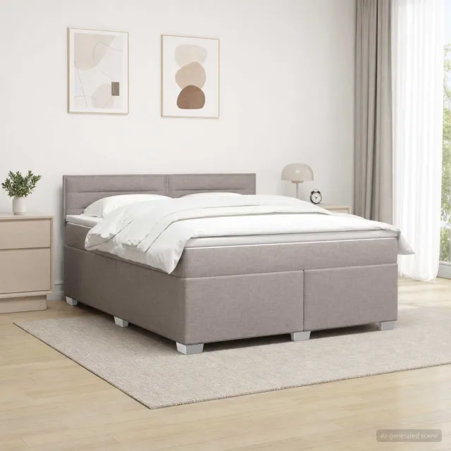 vidaXL Boxspringbed met matras met hoofdeinde Taupe 140 x 200 cm Stof