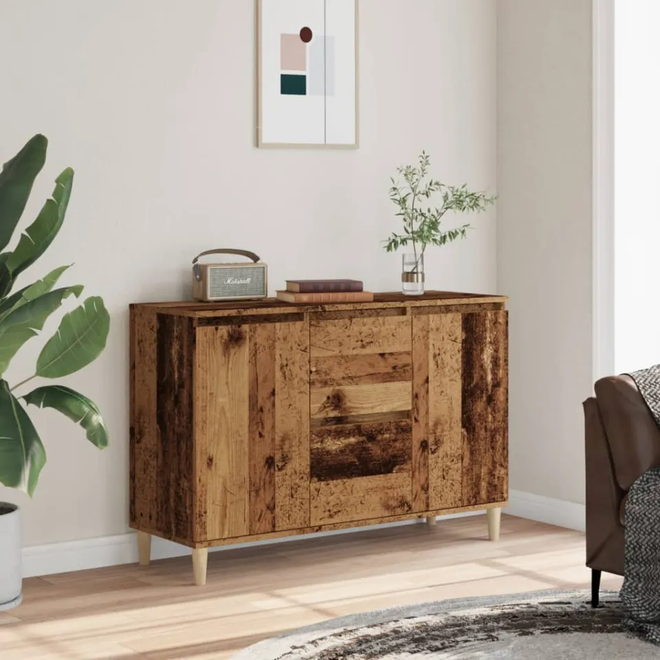 vidaXL Dressoir 102x35x70 cm bewerkt hout oud houtkleurig bruin, foto 2
