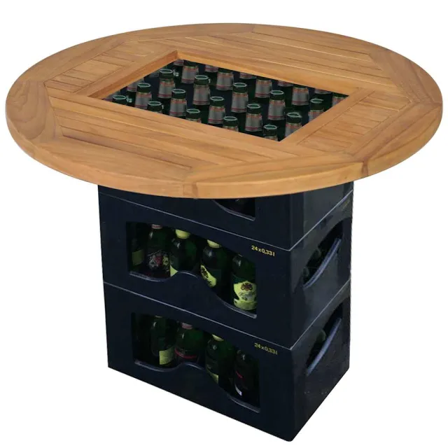 vidaXL Tafelblad voor bierkrat 70 cm teakhout Bruin