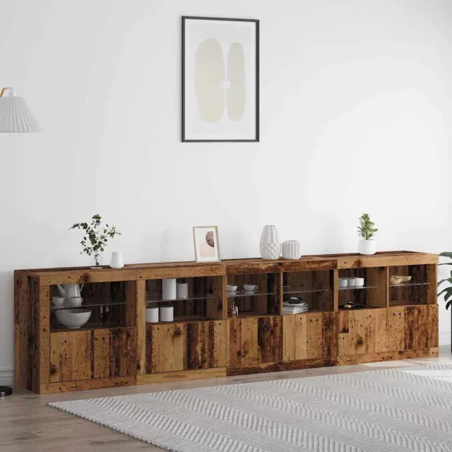 vidaXL LED Sideboard Oud hout 283 x 37 x 67 cm Bewerkt hout Bruin