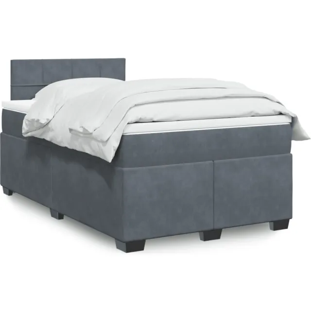 vidaXL Boxspring met matras fluweel donkergrijs 120x200 cm grijs