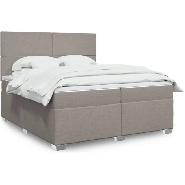 vidaXL Boxspring met matras stof taupe 200x200 cm