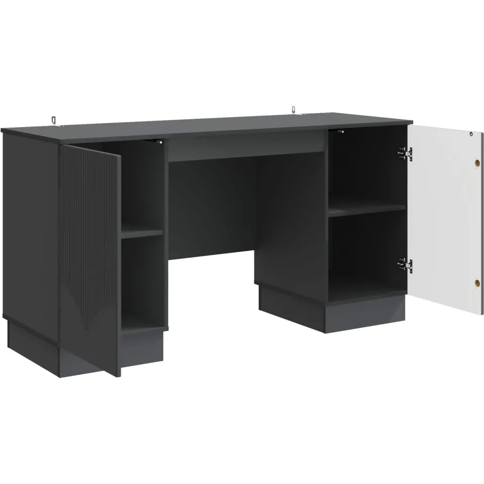 vidaXL Bureau Zwart 142,5 x 50 x 75 cm Bewerkt hout, foto 3