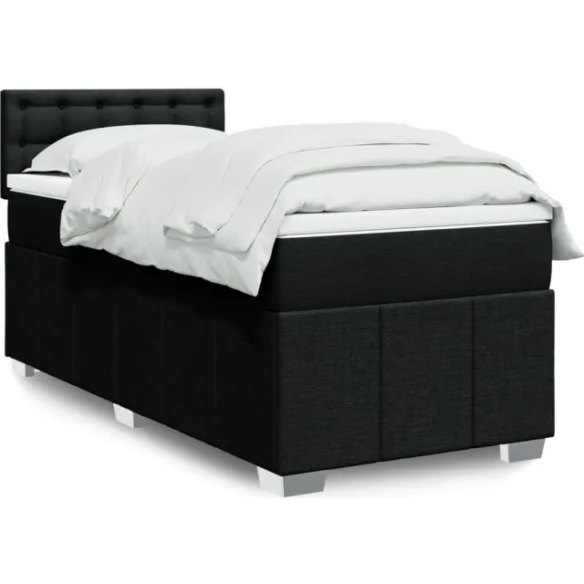 vidaXL Boxspring met matras stof zwart 90x190 cm