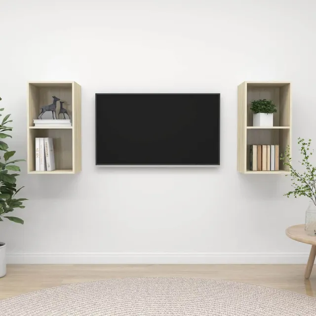 vidaXL Tv-wandmeubelen 2 st bewerkt hout sonoma eikenkleurig Bruin