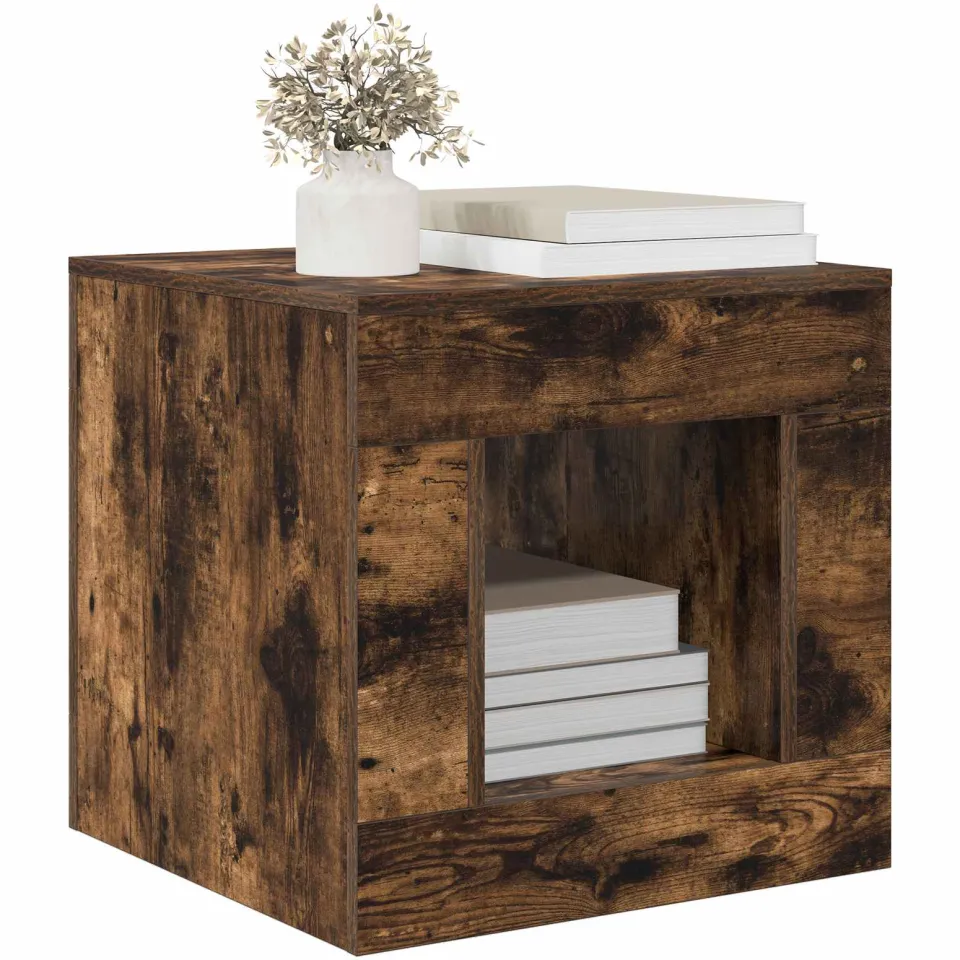 vidaXL Salontafel Gerookte Eik 51.5 x 50 x 50 cm Bewerkt hout bruin, foto 2