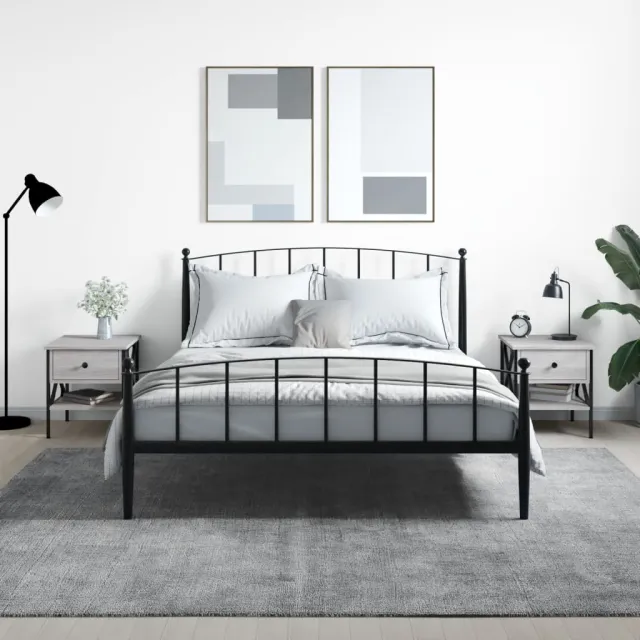 vidaXL Nachtkastjes 2 st 40x42x45 cm bewerkt hout grijs sonoma eiken, foto 2