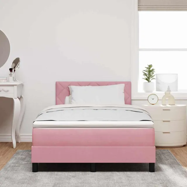 vidaXL LED Box Spring Bed met hoofdeinde Roze 120 x 190 cm Fluweel