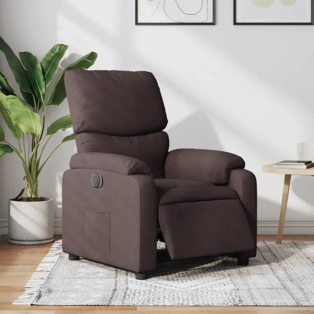 vidaXL Fauteuil verstelbaar elektrisch stof donkerbruin bruin