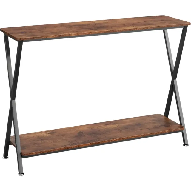 Happiq Consoletafel - Voor hal, foyer en slaapkamer - Smal met plank en metalen frame - Achter bank / Modern - Rustic Bruin Rustic Brown
