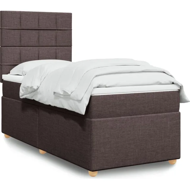 vidaXL Boxspring met matras stof donkerbruin 100x200 cm bruin
