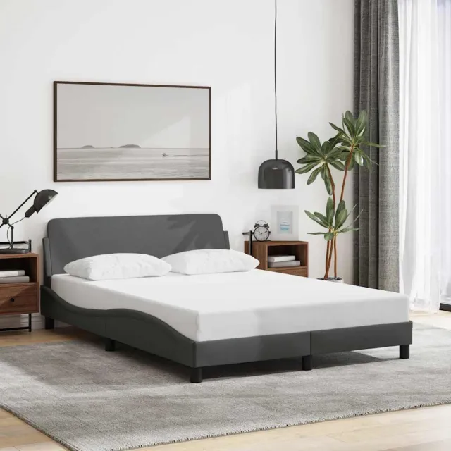 vidaXL Bedframe "Dover" stof donkergrijs 137x190 cm
