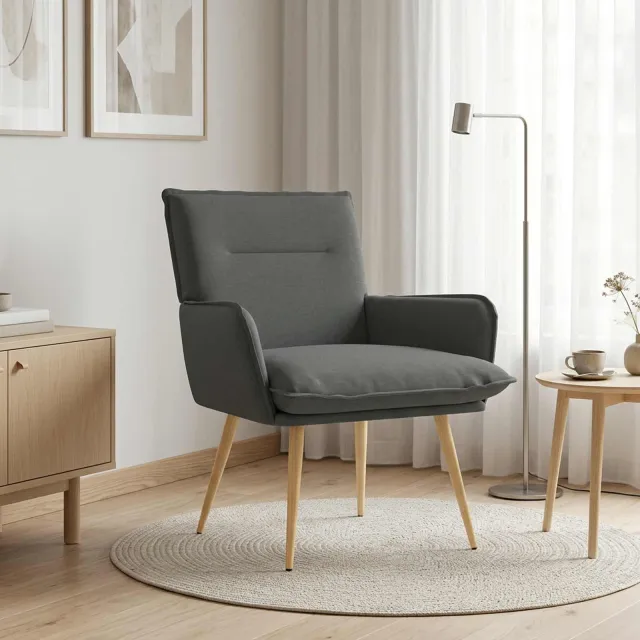 vidaXL Fauteuil Donkergrijs Stof