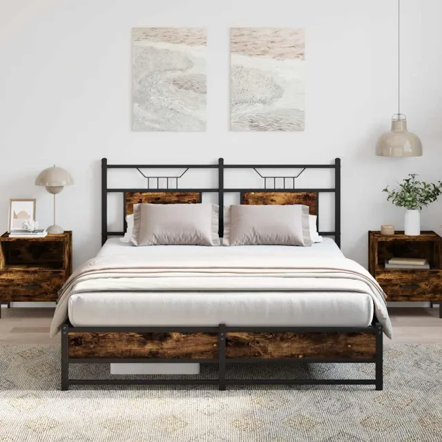 vidaXL Bedframe zonder matras hout gerookt eikenkleurig 140x200 cm
