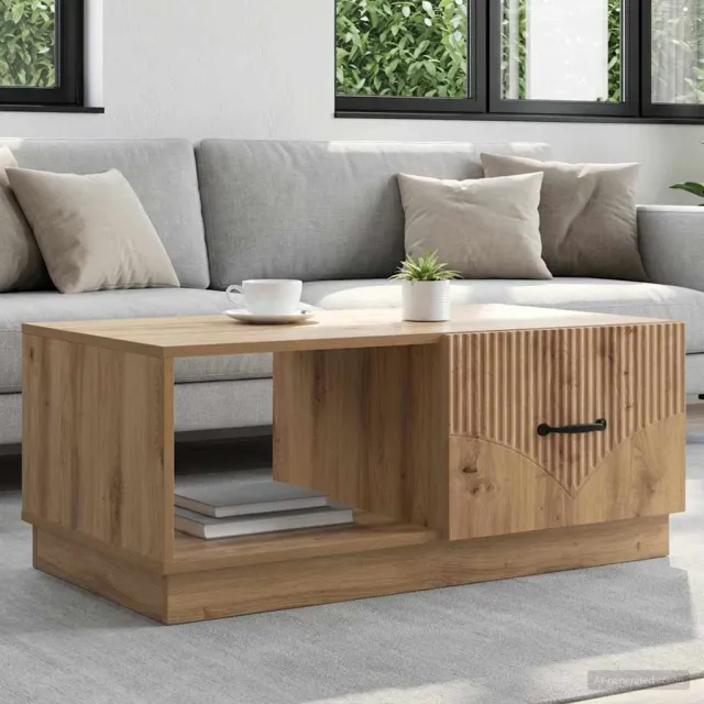 vidaXL Salontafel Artisanaal eiken 90 x 50 x 37 cm Bewerkt hout, foto 2