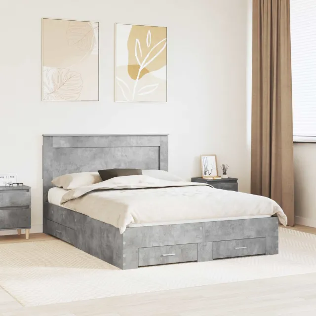 vidaXL Bedframe met lade Sonoma Eiken 150 x 200 cm Bewerkt hout Bruin