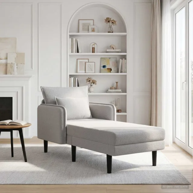 vidaXL Grote chaise longue Lichtgrijs Bouclé
