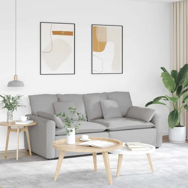 vidaXL Modulaire bank met kussens wolk grijs