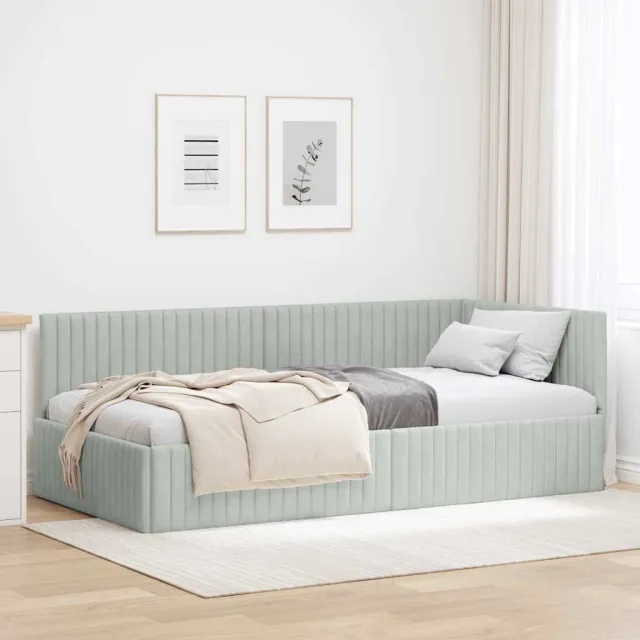 vidaXL Hoekbedframe Lichtgrijs 90 x 200 cm fluweel