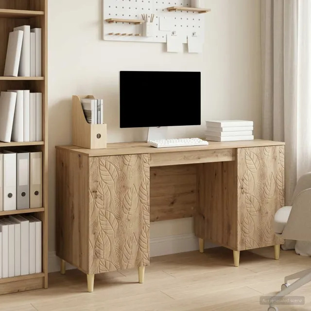 vidaXL Bureau Artisanaal eiken 142,5 x 50 x 75 cm Bewerkt hout Bruin