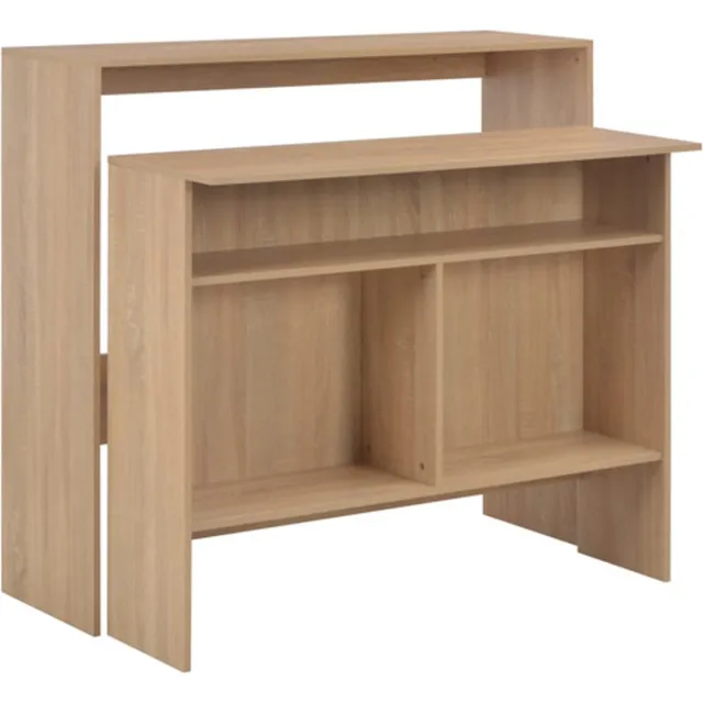 vidaXL Bartafel - met - 2 - tafelbladen - 130x40x120 - cm - eikenkleurig