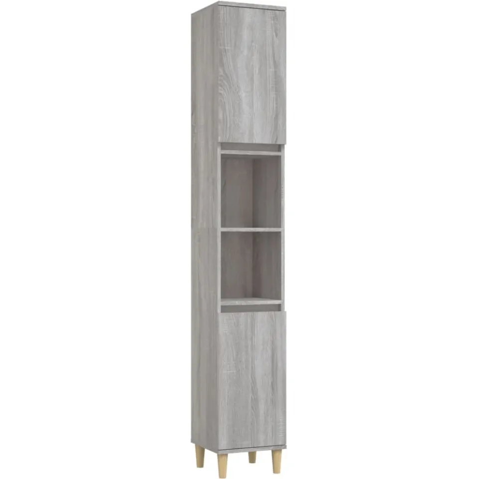 vidaXL 3-delige Badkamermeubelset bewerkt hout grijs sonoma eikenkleur, foto 4