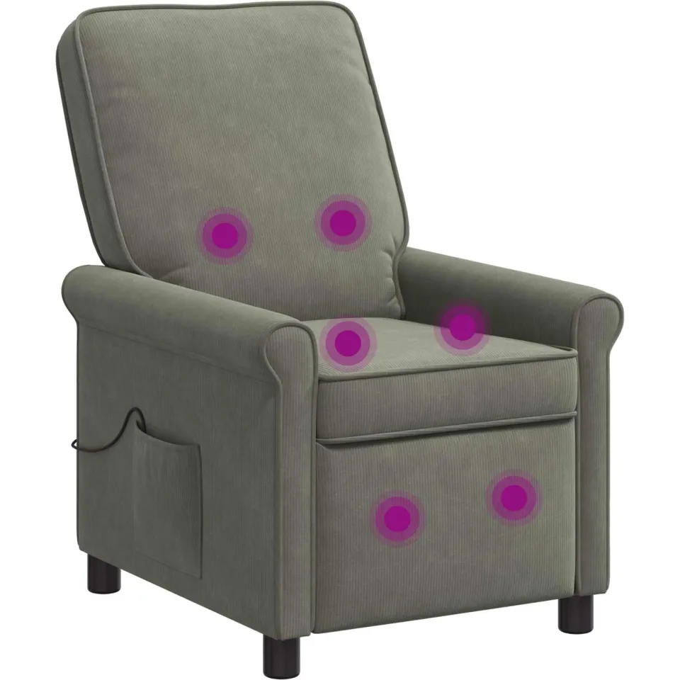 vidaXL Massage-relaxstoel Lichtgrijs 69 x 95 x 101 cm Stof, foto 3