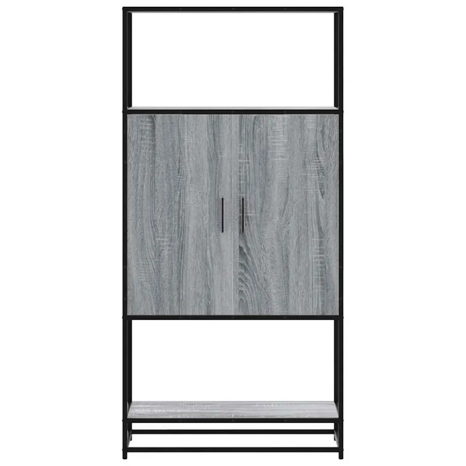 vidaXL Hoge kast 68x35x139cm bewerkt hout en metaal grijs sonoma eiken, foto 4