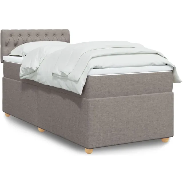 vidaXL Boxspring met matras stof taupe 90x190 cm