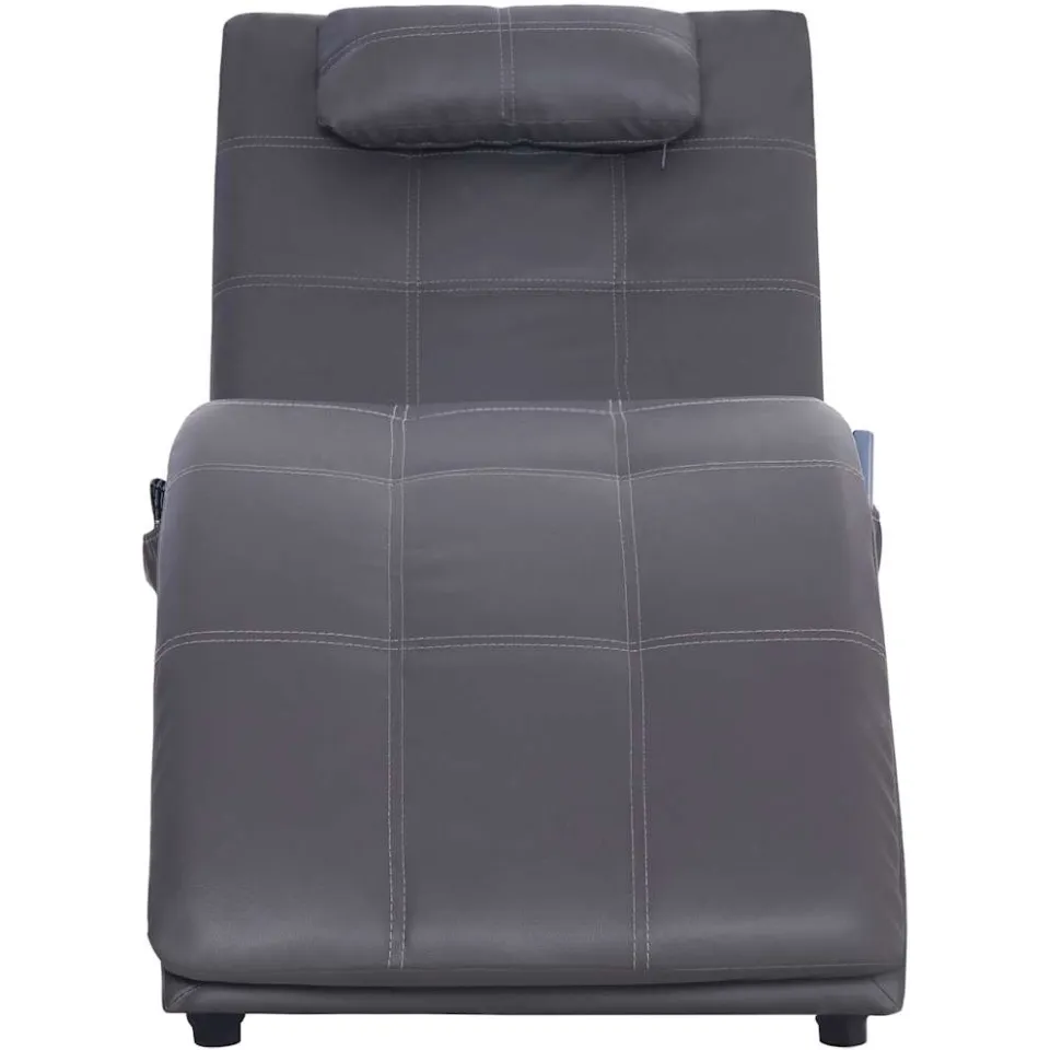 vidaXL Massage chaise longue met kussen kunstleer grijs