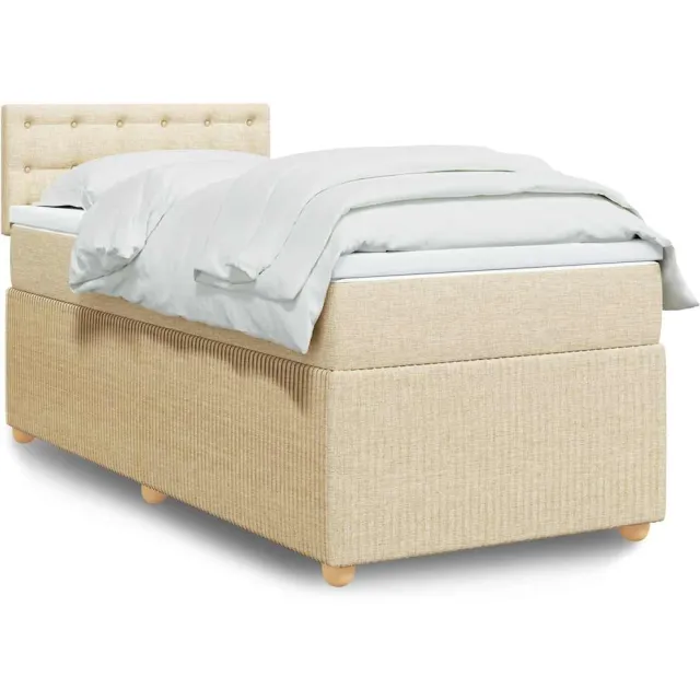 vidaXL Boxspring met matras stof crèmekleurig 90x190 cm