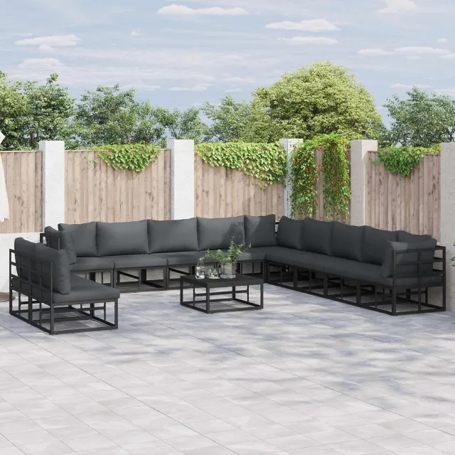 vidaXL Tuinbankenset 12 st Zwart Aluminium, foto 2