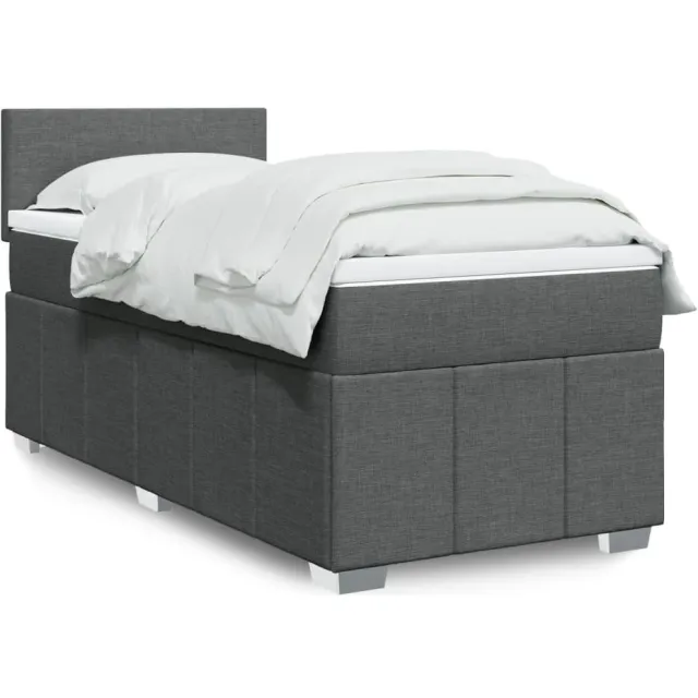 vidaXL Boxspring met matras stof donkergrijs 90x190 cm grijs