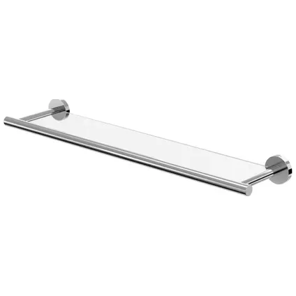Tiger Planchet Boston - Gepolijst - Glas - Schroeven - Rvs Gepolijst - 58,1x13cm Zilver
