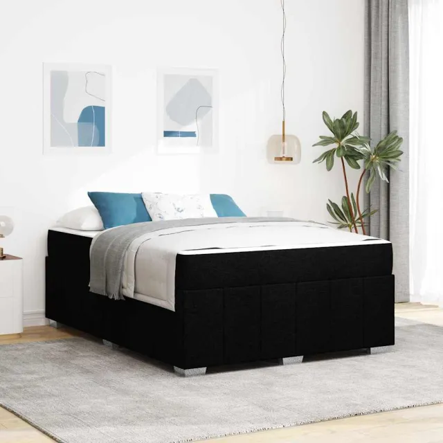 vidaXL Bedframe met matras Zwart 140 x 200 cm Stof