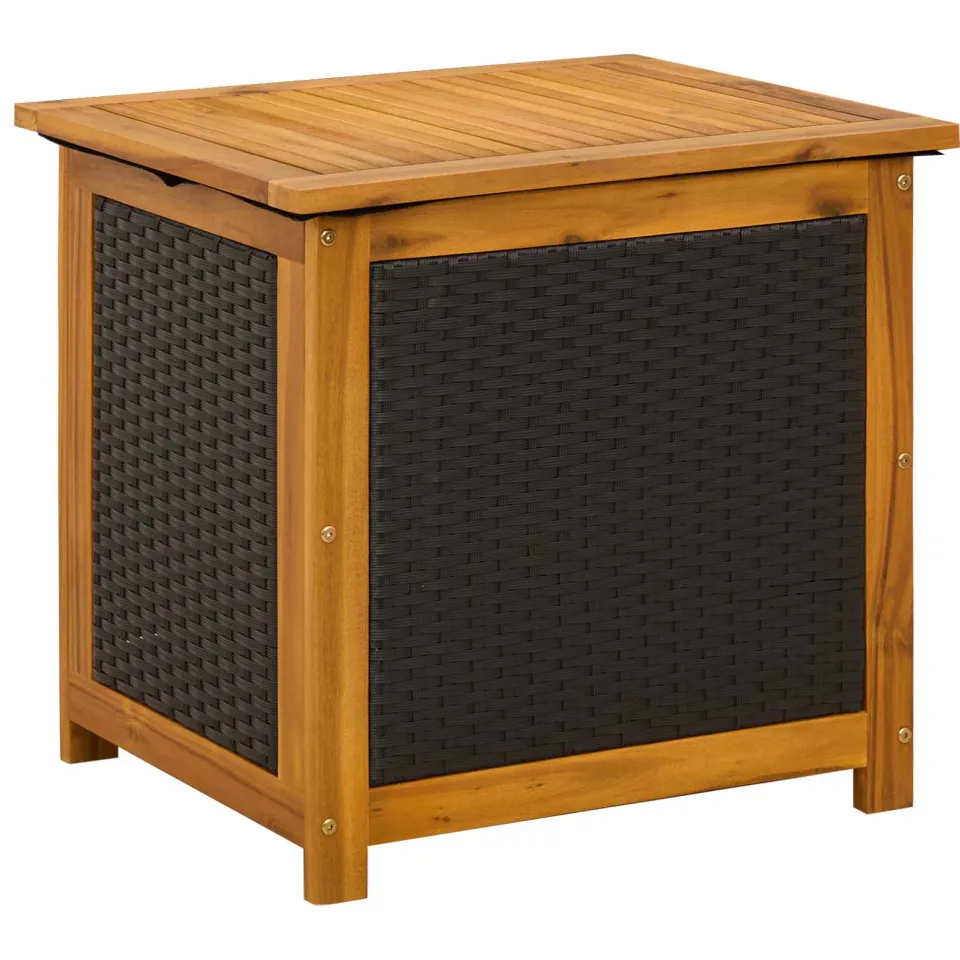vidaXL Tuinopslagdoos 88 L Massief Acaciahout 60 x 50 x 56 cm Zwart, foto 3