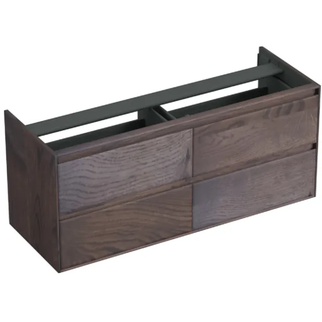 Forzalaqua Onderkast Forzalaqua Reno 140x51x60 Cm 4 Lades Softclose Eiken Charcoal Bruin