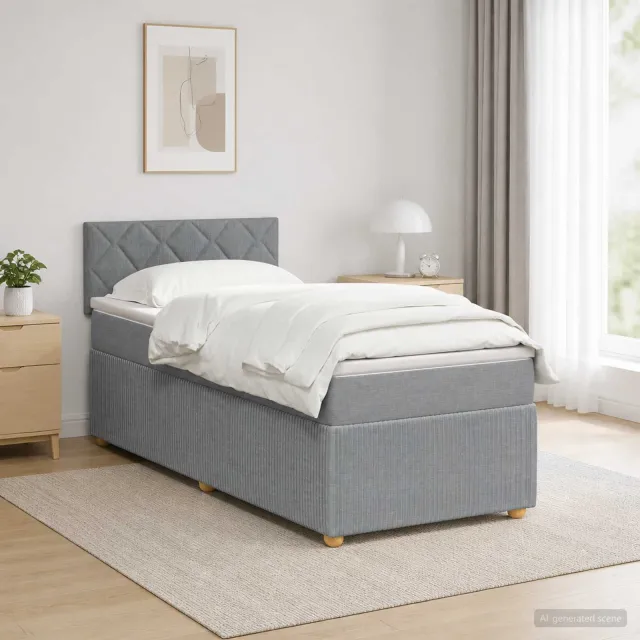 vidaXL Boxspringbed met matras Lichtgrijs 90 x 190 cm Stof