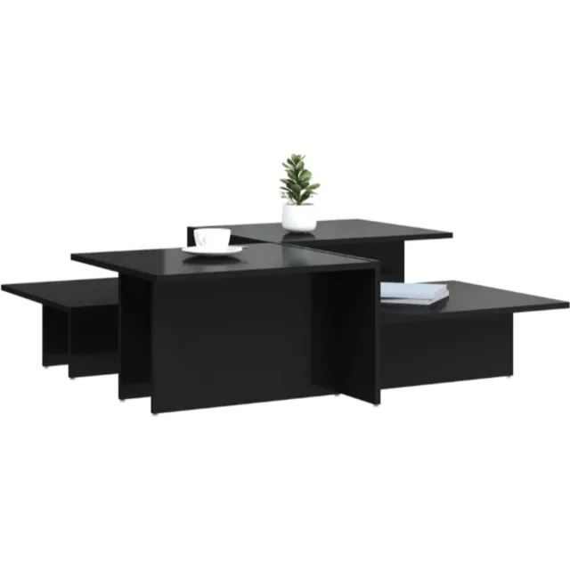 vida xl Salontafels 2 st bewerkt hout hoogglans zwart