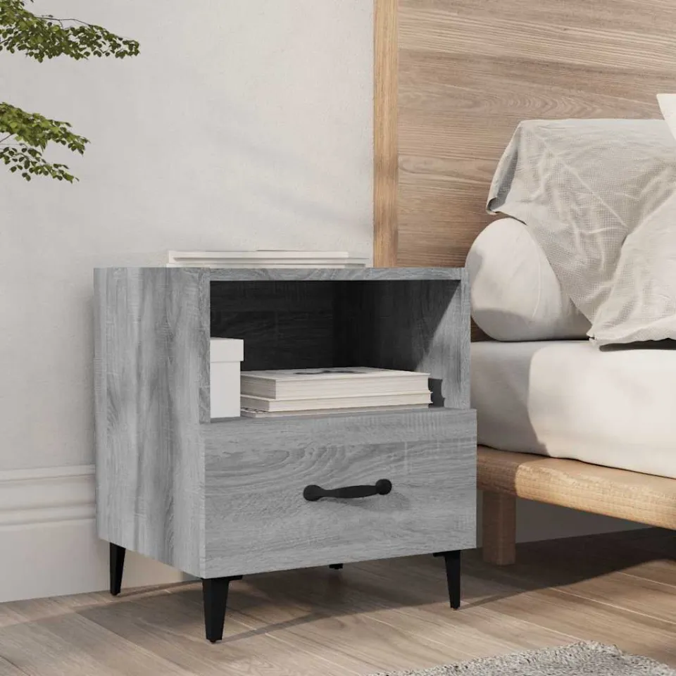 vidaXL Nachtkastjes 2 st bewerkt hout grijs sonoma eikenkleurig, foto 3