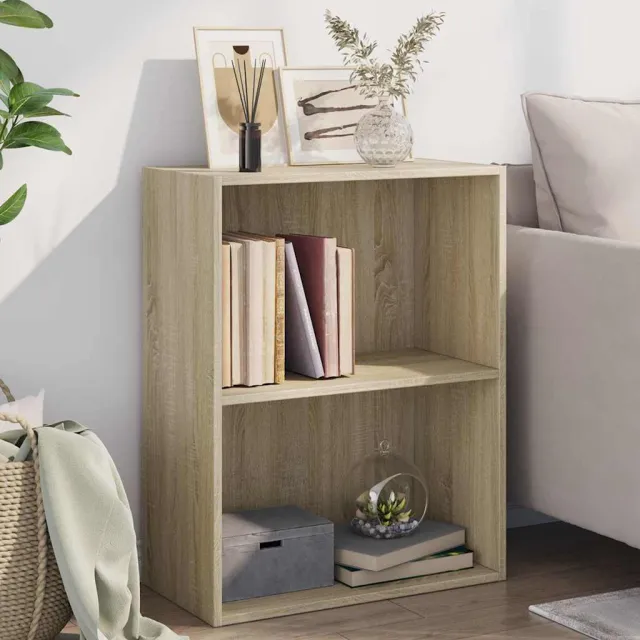 vidaXL Boekenkast 2 schappen 60x30x76,5 cm bewerkt hout sonoma eiken, foto 2