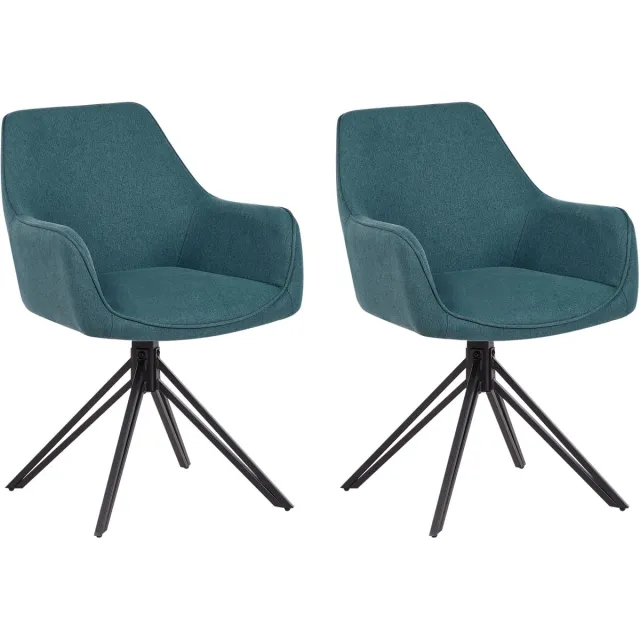 Beliani JODAR - Eetkamerstoel set van 2 - Groenblauw - Polyester