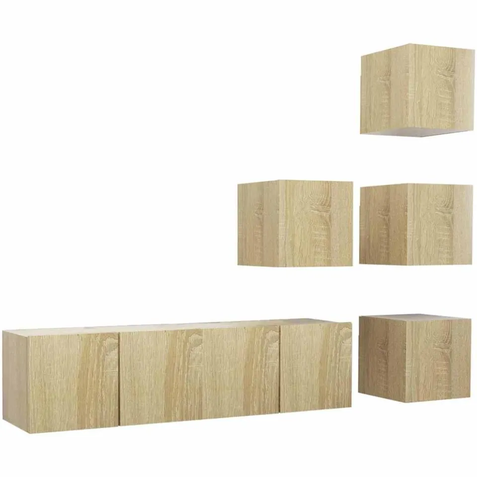 vidaXL 6-delige Tv-meubelset bewerkt hout sonoma eikenkleurig Bruin