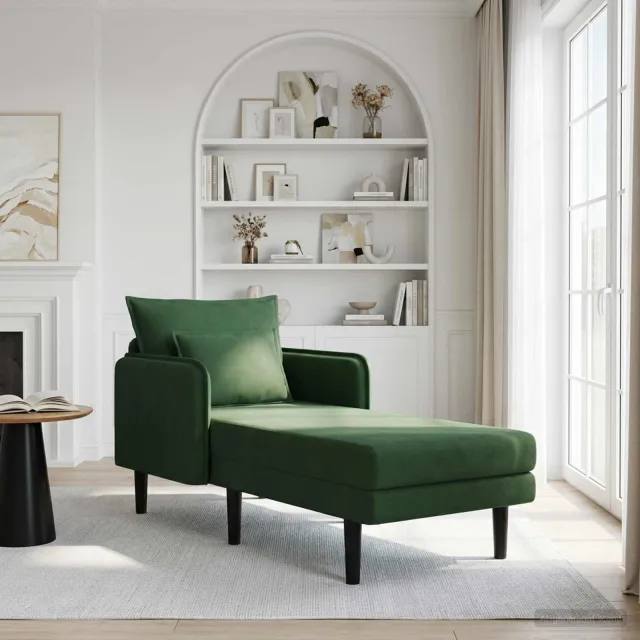 vidaXL Grote chaise longue Donkergroen Katoenen stof