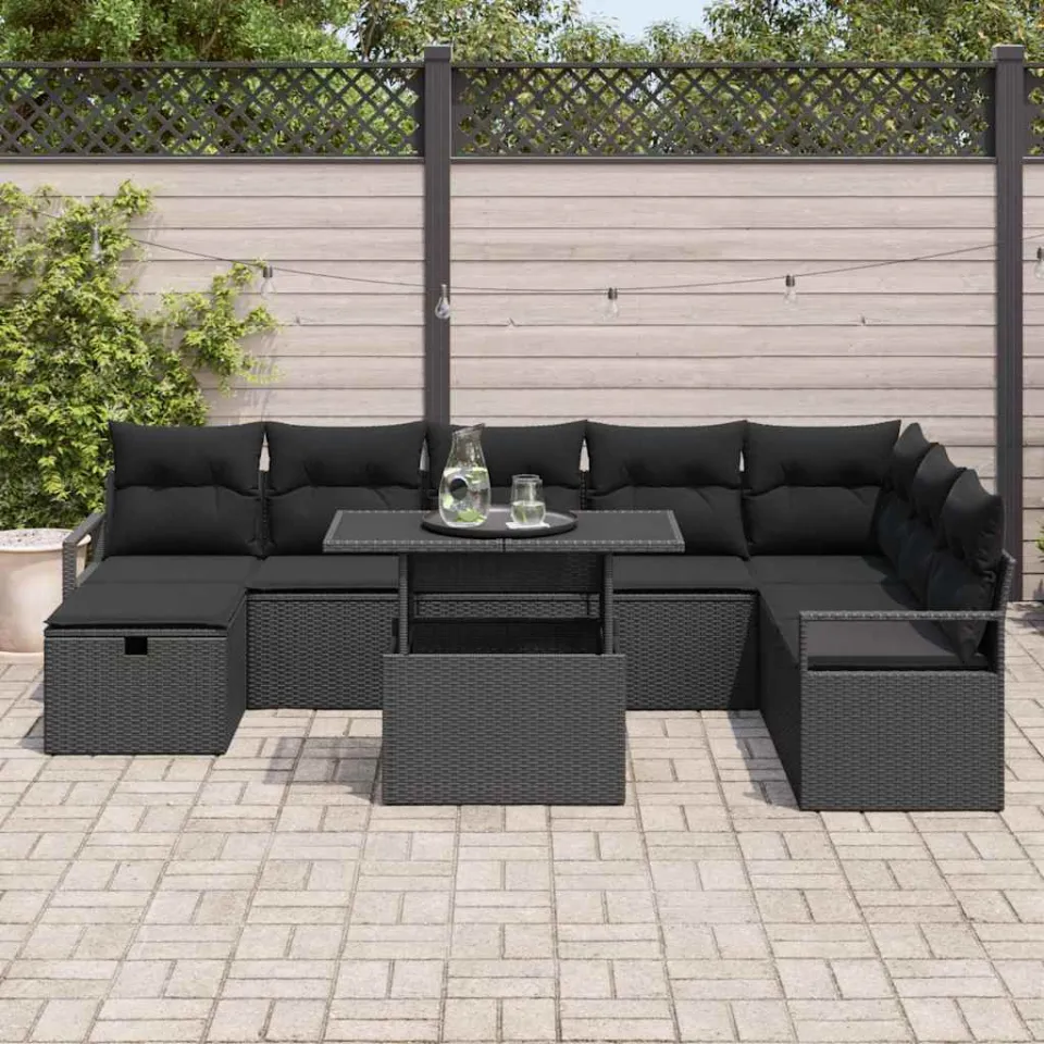 vidaXL Tuin Sofa Set 9 st poly rattan bruin, foto 3