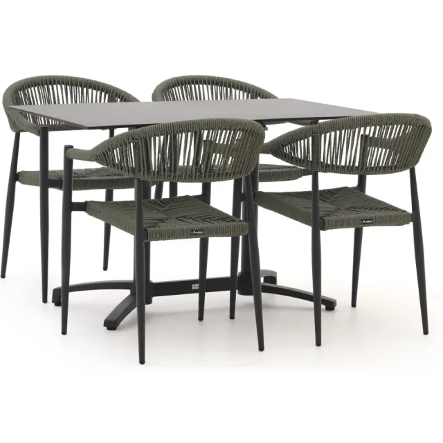 Manifesto Furniture Manifesto Belpasso/Canzo 120cm dining tuinset 5-delig inklapbaar stapelbaar Groen