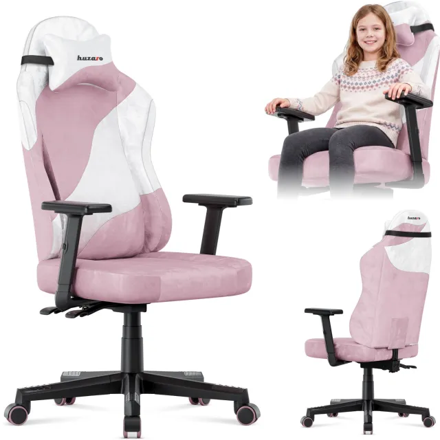 Huzaro Ranger 5.7 - Bureaustoel - Gaming stoel - Zachte veloursafwerking - verstelbare armleuningen - FlexiRest - stille en veilige wieltjes - Rose
