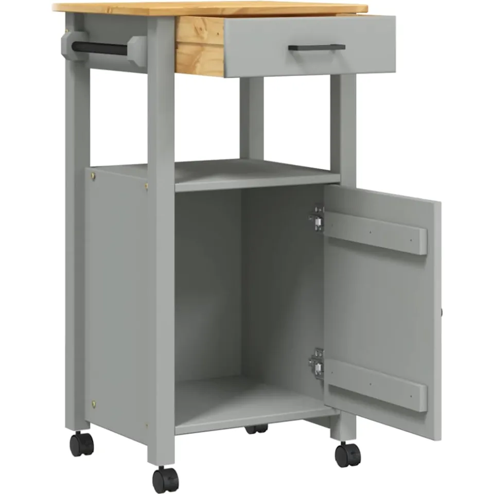 vidaXL Keukentrolley MONZA 48x40x88,5 cm massief grenenhout grijs, foto 4