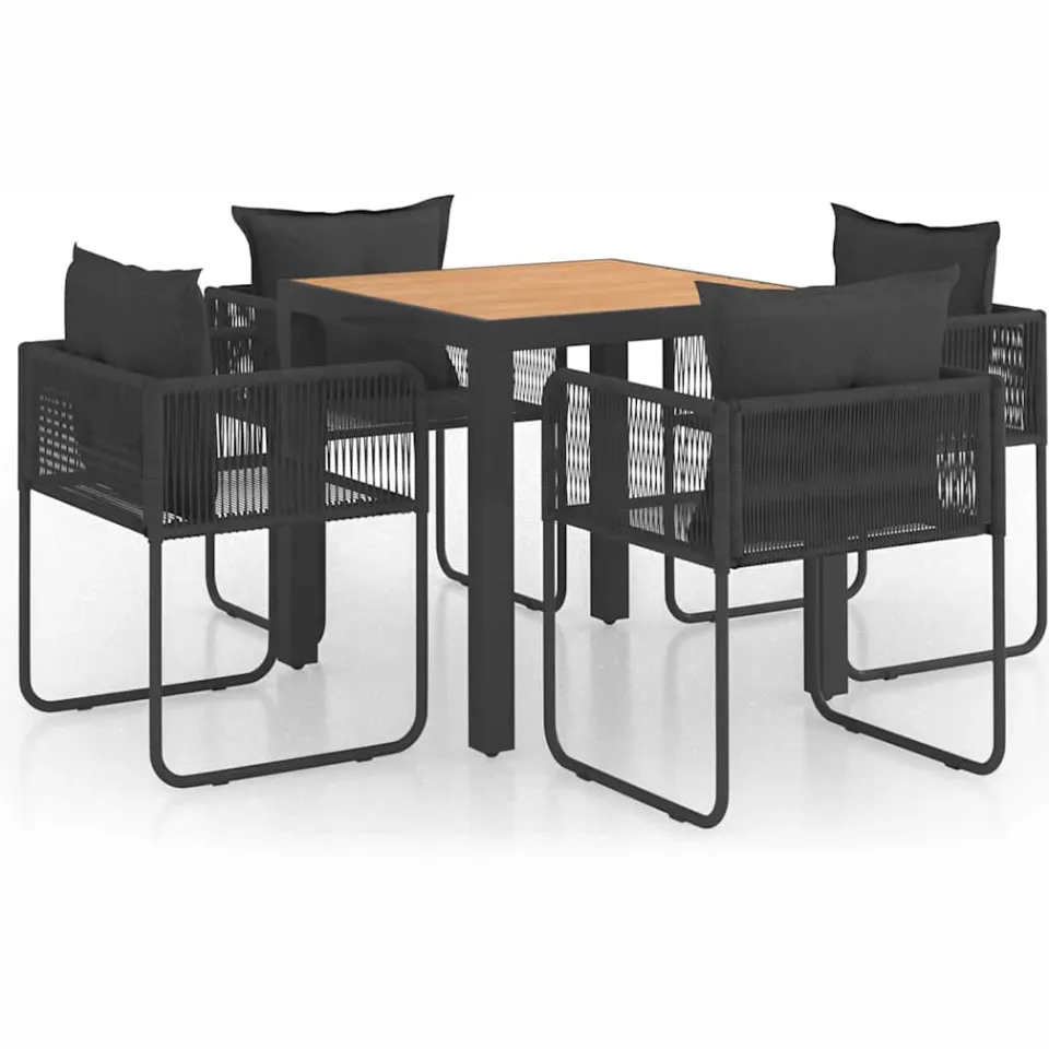 vidaXL 5-delige Tuinset PVC-rattan zwart en bruin, foto 4
