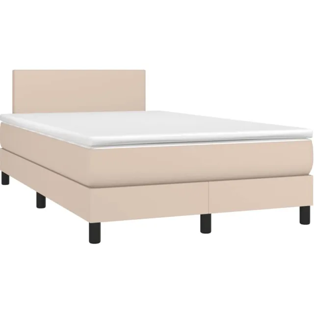 vidaXL Boxspring met matras en LED kunstleer cappuccinokleur 120x190cm bruin